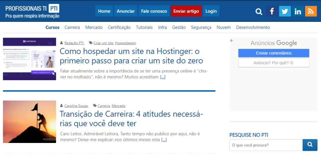 Sites de tecnologia: os 20 melhores sites para ficar atualizado em 2024 - Tecnologia Sites de tecnologia - Site Profissionais de TI