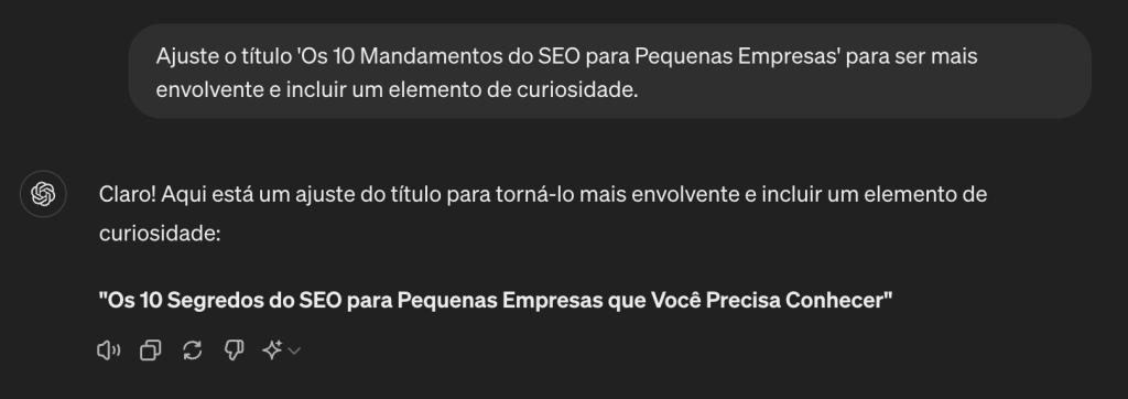 55 Ideias de títulos criativos e como criar títulos criativos em 2024 - Marketing ideias de titulos criativos na prática no chat GPT (refinando)