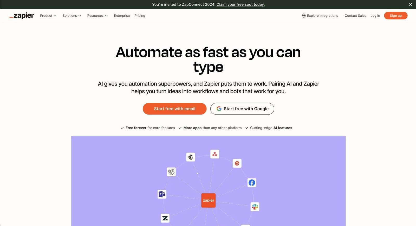 Quick Wins: estratégias para implementar na sua empresa - Marketing Zapier como ferramenta de automação para quick wins.